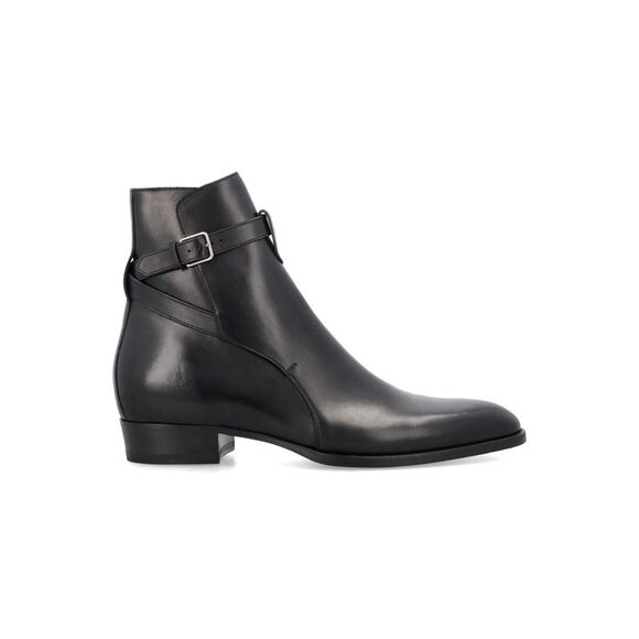 Elegant Leather Jodhpur Boots with Stacked Heel - Picture 1 of 4